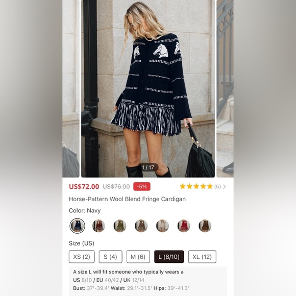 Commense Horse-Pattern Wool Blend Fridge Cardigan 🤍 - Picture 4 of 5